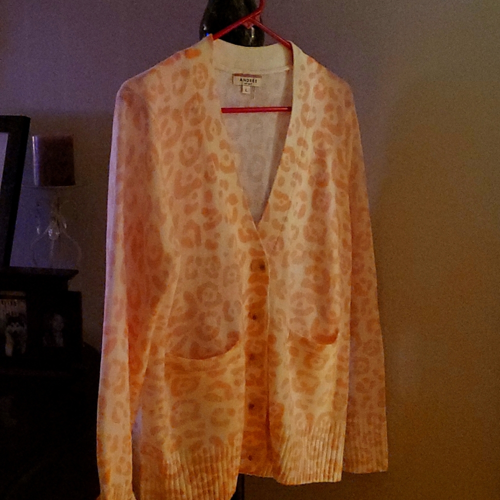Pink Leopard Print Cardigan Sweater